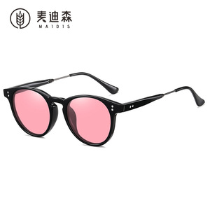 Maidis Round Sunglasses Tortoise Shell Frame Blue Lens UV400 Protection Men's Fashion Sun Glasses - Product Image 4