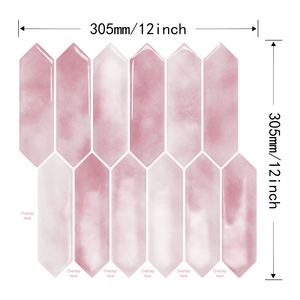 <span class=keywords><strong>Piastrelle</strong></span> a Mosaico in Acquerello <span class=keywords><strong>Rosa</strong></span> e Bianco per Pareti del Bagno, Decorazione Elegante e Delicata per Toilette - Product Image 3