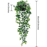 Tendances 2026 : Plantes artificielles suspendues en plastique, vigne d'eucalyptus persistante en pot pour la décoration murale, de jardin et de mariage, durable pour l'intérieur