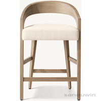 Tabouret de bar à manger en bois de chêne massif au design moderne Mobilier élégant avec dossier profilé en forme de ruban