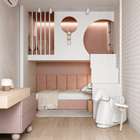 Ensemble de meubles de chambre d'enfant en bois sur mesure, design scandinave, lit superposé, armoire, bureau d'étude, armoires de rangement, sécurité