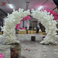 Backdrop Pintu Masuk Pernikahan ZKAI 3M Bunga Ungu Buatan Berkualitas Tinggi Dekorasi Pohon Bunga Putih Merah Muda