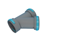 Raccord en T oblique pour tuyau PE 200x200x200, connecteur 3 voies pour conduit de ventilation, raccord de tuyauterie CVC pour système de ventilation