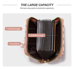 <span class=keywords><strong>Portafoglio</strong></span> per carte di credito in pelle Pu <span class=keywords><strong>rosa</strong></span> da <span class=keywords><strong>donna</strong></span> di design di lusso stampato personalizzato con cerniera - Product Image 3