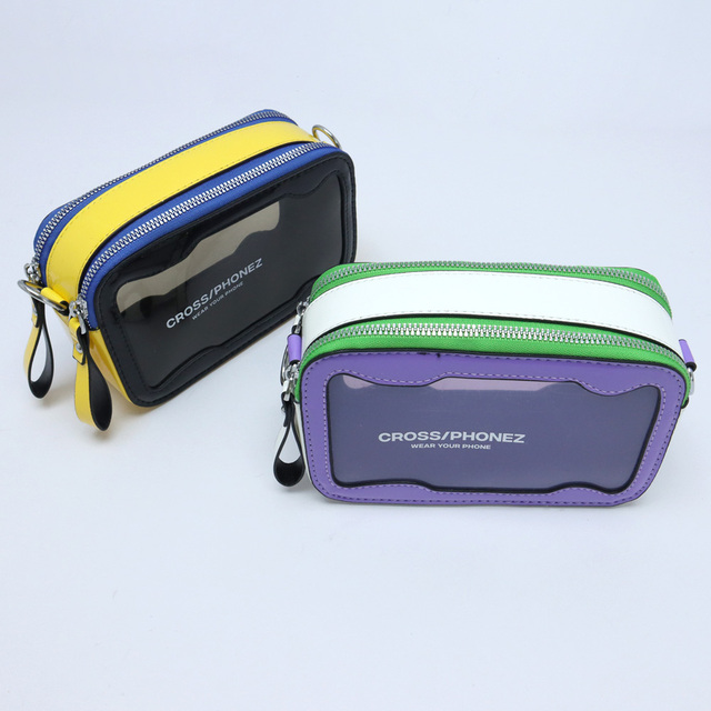 Fashion Summer Transparent Crossbody Bag Color Block Clear Camera Bag with Adjustable Strap Lightweight & Waterproof