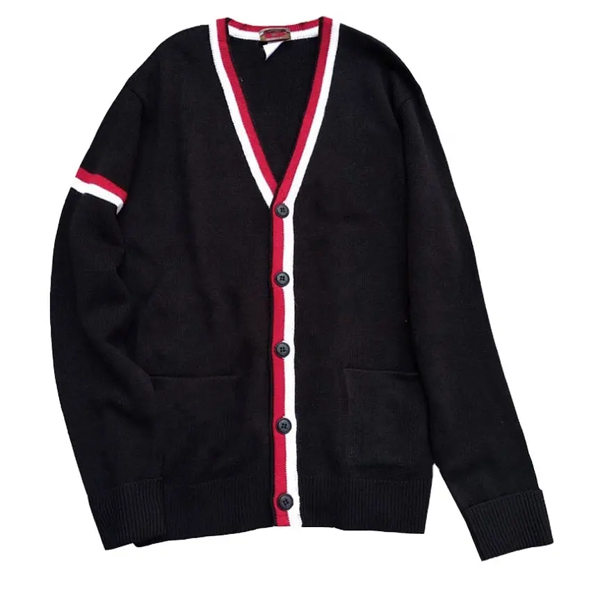 Factory custom oem baseball coat wool blends button hombre long sleeve cashmere knit men letterman sweater cardigan