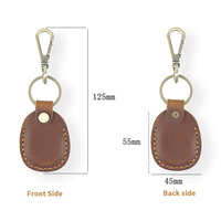 Porte-clés personnalisé en cuir pleine fleur véritable avec logo, anti-chute, pour AirTag, étui de protection
