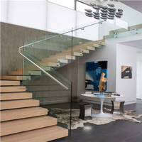 Nouvelle conception centrale Stringer escalier en bois droit ménage individuel U forme escalier en plexiglas