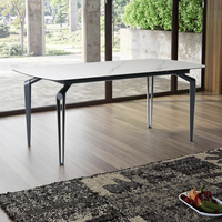 Meubles de salle à manger modernes et luxueux sur mesure avec pieds en métal et plateau en verre trempé, 4 places, Biya HZ051