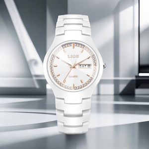 Reloj de cerámica blanca LIGE LG89267 para mujer, reloj de pulsera, cristal de diamante, analógico, resistente al agua, vestido elegante, reloj de cuarzo Oem - Product Image 3