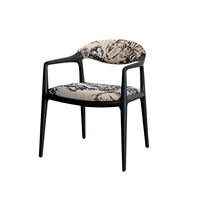 Chaise de salle à manger de style médiéval avec revêtement en tissu tricoté, dossier en bois massif, chaise rembourrée