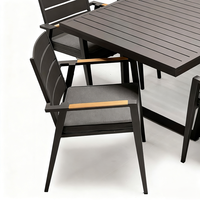 Ensemble de meubles de jardin et de terrasse, chaise de bistrot en aluminium et teck avec accoudoirs, ensemble de table à manger extensible pour restaurant, pour 8 personnes