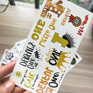Nouveaux autocollants de tatouage temporaire imperméables et écologiques pour bébés, motifs colorés pour le 1er anniversaire, 8 feuilles, pour fêtes et art corporel - Product Image 2