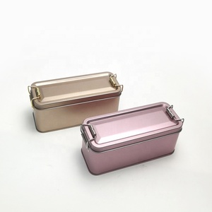 Bán buôn 150x60x65mm bạc Tiramisu kim loại hộp thiếc với khóa cấp thực phẩm bánh Biscuit bánh tráng miệng lưu trữ - Product Image 2