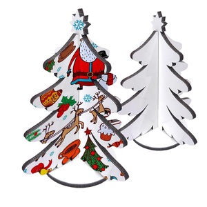 2023 Hot Customized Design DIY Xmas Decoration <strong>Tree</strong> Sublimation Blank Wood <strong>Desktop</strong> <strong>Christmas</strong> <strong>Tree</strong> - Product Image 1