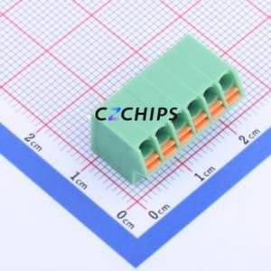 KF250NH-3.5-6P Spring Terminal Block Through hole Component (THT),P=3.5mm Connector 1x6P 3.5mm Green 6P - Product Image 1