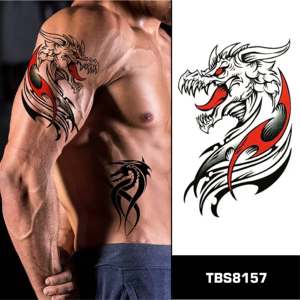 Autocollants <span class=keywords><strong>de</strong></span> <span class=keywords><strong>tatouage</strong></span> corporel <span class=keywords><strong>de</strong></span> dragon cool pour le bras, autocollants <span class=keywords><strong>de</strong></span> <span class=keywords><strong>tatouage</strong></span> <span class=keywords><strong>de</strong></span> dragon chinois tribal imperméables, images pour hommes - Product Image 1