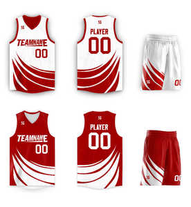 Conjuntos Deportivos Personalizados en Rojo y Blanco de Doble Cara, Diseño de Camiseta de Baloncesto - Product Image 3