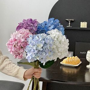 Bouquet de fleurs artificielles d'hortensias en soie, haute simulation, rose, bleu, blanc, violet, pour décoration intérieure et accessoires de mariage - Product Image 1