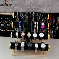 Présentoir multi-niveaux en métal pour bracelets et montres, avec organiseur de bijoux et ornement en flanelle en forme d'échelle