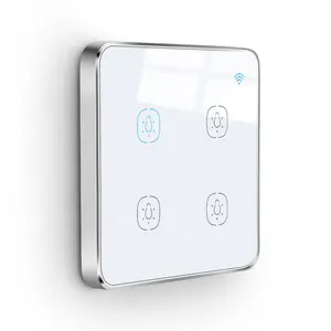 Interruptor táctil inteligente para control remoto de teléfonos móviles, Interruptor táctil inteligente con Wifi, 4 entradas, estándar de la UE, Reino Unido, Tuya