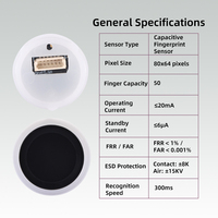 Módulo de Sensor de Huellas Dactilares Capacitivo S80R, 50 Plantillas de Huellas, Luz Indicadora RGB para Cerradura Inteligente de Gabinete