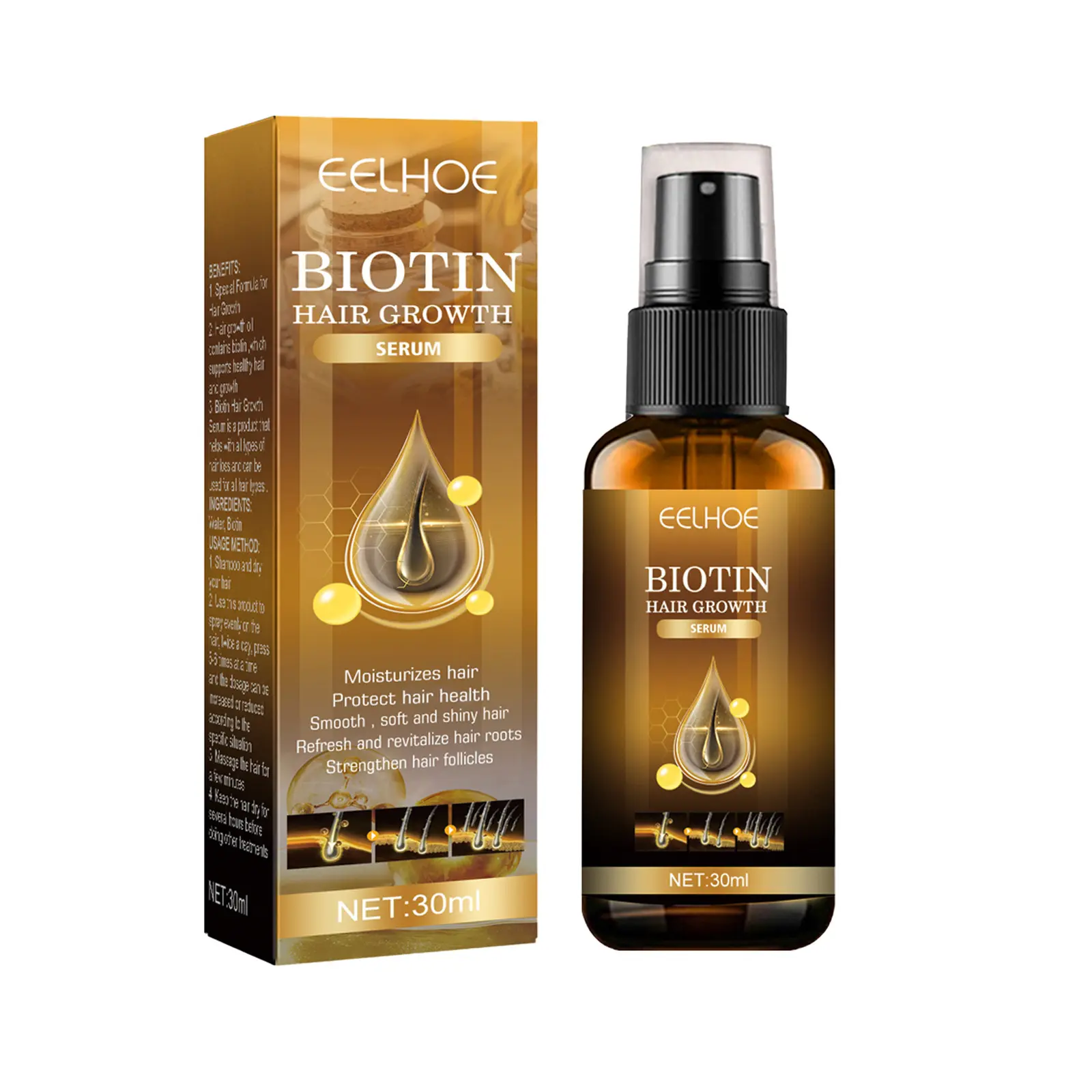 Biotina Premium siero per la crescita dei capelli Spray 30ml essenza per la crescita dei capelli olio Anti perdita di capelli prodotti in rapida crescita per prevenire il trattamento della calvizie