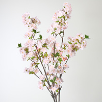 Ranting Bunga Sakura Palsu Sutra Warna Pink Muda, Multi Ranting, Dekorasi Pernikahan, Pengisi Vas Rumah, Dekorasi Musim Semi, Grosir