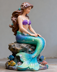 カスタムファンタジー人魚像、庭と商業景観アートのためのテーマFRP彫刻 - Product Image 4