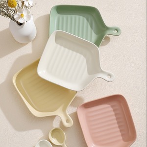<b>Ceramic</b> Baking Tray Square With Handle Oven Safe For Home Use Breakfast Salad - Product Image 1