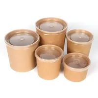 Logo personnalisé nouveaux produits bol de suop chaud en papier kraft pack alimentaire avec couvercle en PP et couvercle en papier