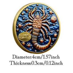 <span class=keywords><strong>Scorpio</strong></span> Horoscope đồng xu vàng mạ màu in kỷ niệm món quà huy hiệu - Product Image 2