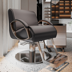 Fauteuil de Barbier de Luxe Inclinable et Pivotant en Cuir Noir Style Rétro pour Salon de Coiffure et Barbershop - Product Image 5