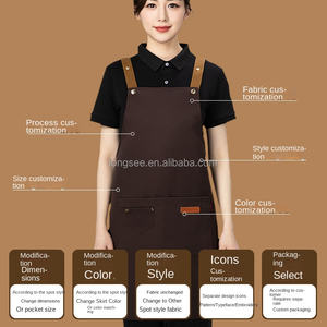 Atacado Customizável Café Restaurante Cozinha Avental Longo Algodão Comercial mangas com logotipo impresso impermeável - Product Image 3