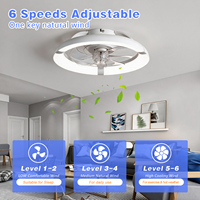 Kipas Angin Plafon 20 Inch untuk Kamar Tidur dan Ruang Tamu dengan Lampu, 7 Baling-Baling, Dapat Diredupkan, LED 30W, Kontrol Remote & Aplikasi, Kontrol Dinding, OEM ODM Custom
