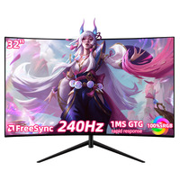 Monitor Curvo para Juegos de 32 Pulgadas, 1080P, 240Hz, Precio de Fábrica al por Mayor R&E, Pantalla IPS sin Marco, Tiempo de Respuesta de 1ms, 120% SRGB, para Oficina