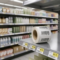 Étiquettes thermiques personnalisées en rouleau, autocollantes, pour prix, en papier, rectangulaires, pour rayonnages de supermarchés et commerces de détail