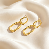Boucles d'oreilles clous géométriques double cercle en argent sterling S925 plaqué or