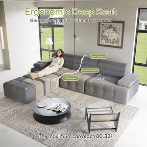 Sofá Cuadrado de Terciopelo Marrón Claro de Alta Gama para Cafetería, Paquete de Compresión para Empresas en Crecimiento, Muestras Gratuitas para Negocios, Tapizado para Villas - Product Image 4