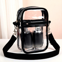Sac cosmétique en PVC avec fermeture éclair, poignée souple, étui de rangement portable pour maquillage et produits de beauté, taille moyenne, design moderne