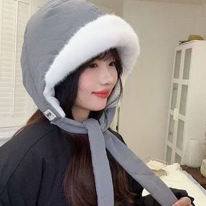 Winter Korean Style Fleece Lined Thickened Lei Feng Hat Two In One Bag Hat Warm <b>Ear</b> <b>Covering</b> Tie Up Pullover Hat - Product Image 3
