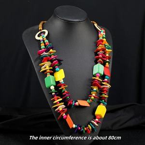 2025 kỳ lạ Châu Âu và mỹ Bohemian dân tộc cổ điển vỏ dừa Áo len chuỗi dài vòng cổ - Product Image 3