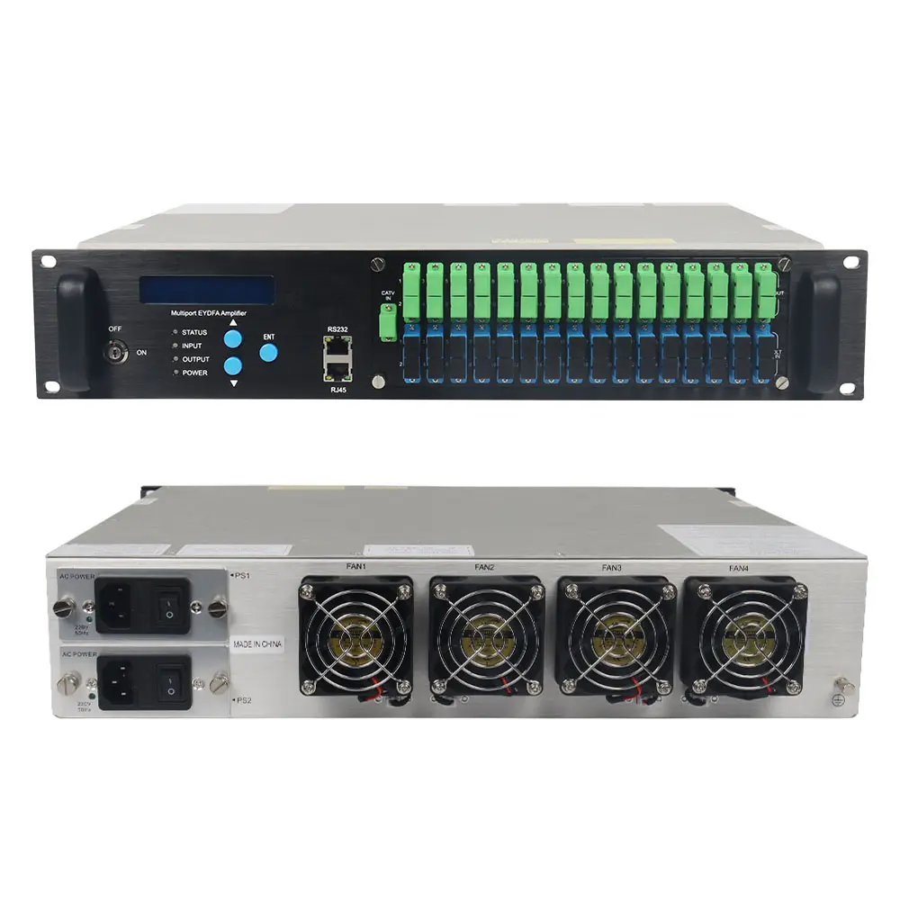 High Power CATV 1550nm Fiber Optic EDFA Amplifier 32 Ports each port 23dB