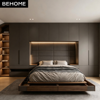 Vollständig in die Wand integriertes Schlafzimmer-Kleiderschranksystem mit integriertem Seitenregal für Schlafzimmer in Villen, Apartments und Hotelprojekten
