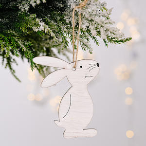 Pendentif lapin en bois uni, décorations de Pâques, accessoires de Pâques en gros - Product Image 5