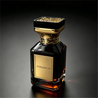 Flacon de parfum carré de luxe 30ml 50ml 100ml, bouchon noir et or, flacon de parfum vide en verre avec boîte cadeau en feuille d'or, logo personnalisé