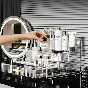 Organisateur de cosmétiques avec tiroir, boîte de rangement pour maquillage, support transparent à 3 niveaux pour produits de soin, pour salle de bain, coiffeuse - Product Image 3