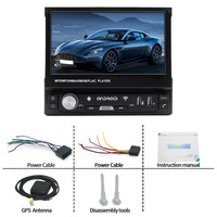Radio stéréo de voiture Android 10.0 avec lecteur MP5 rétractable 7 ''écran tactile GPS WIFI Autoradio