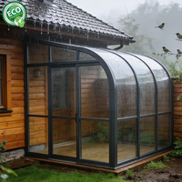 Solárium de Cristal para Patio, Invernadero, Estructura de Aluminio, Techo Curvo