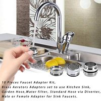 Kit d'adaptateurs de robinet en laiton, 10 pièces, ensemble d'adaptateurs d'aérateurs de robinet de lavabo, adaptateur mâle et femelle